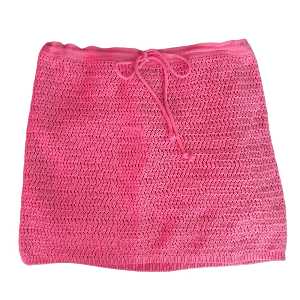 New FP Beach High Waist Pink Crochet Skirt Size Large